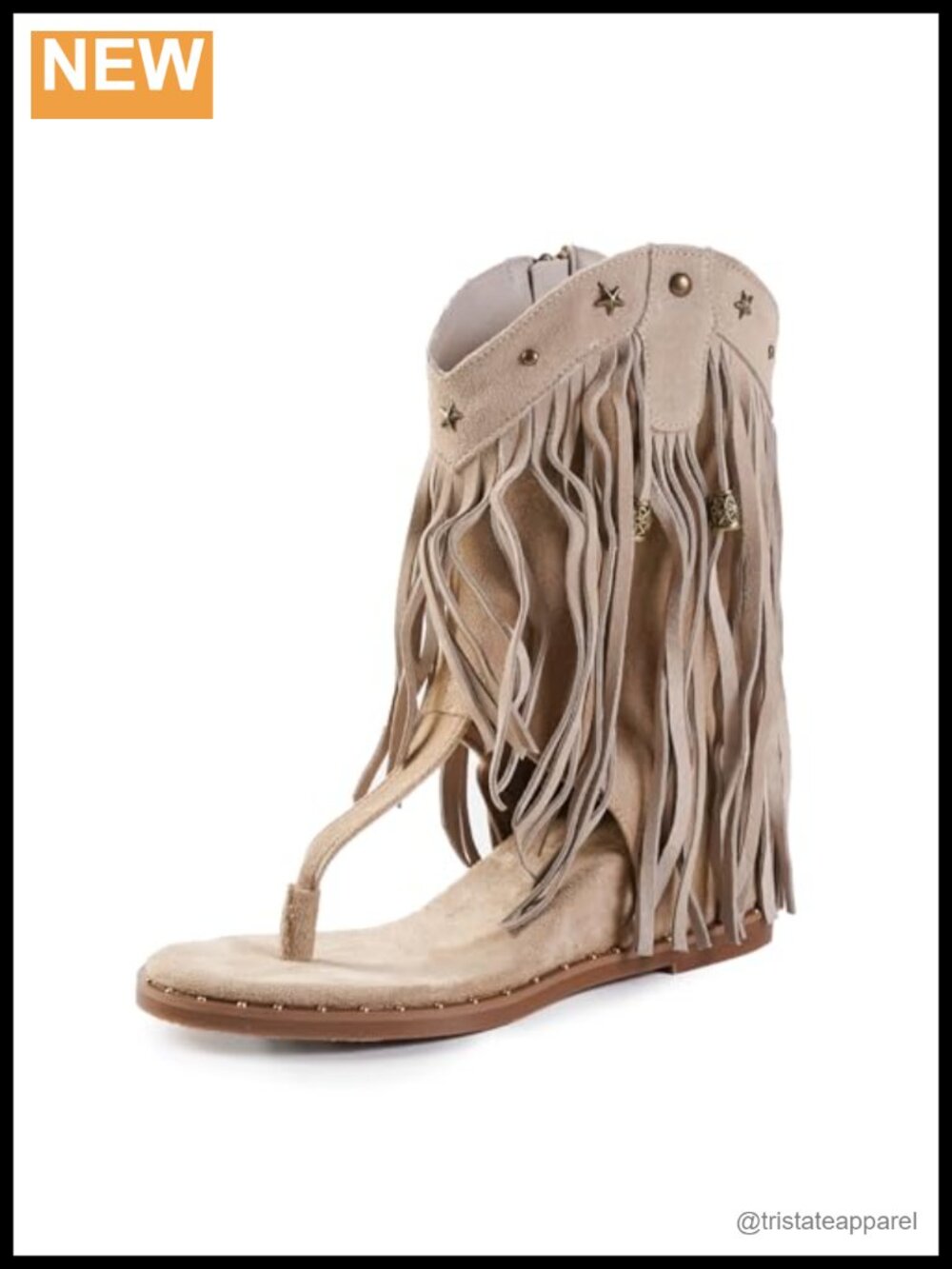 Womens Boho Tassel Gladiator Sandals Faux Suede Wedge Heel with Rivets